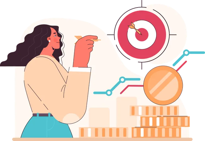 Woman analyze Finance target  Illustration