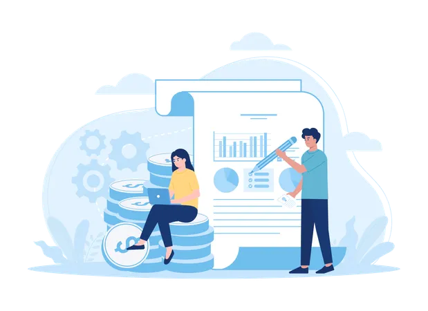 Woman analyze financial data  Illustration