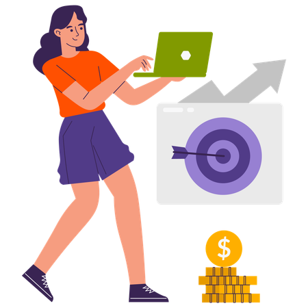 Woman Analyze Financial Targets  Illustration