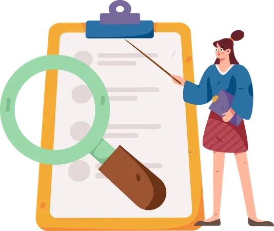 Woman analyze list  Illustration