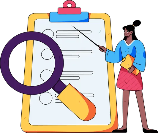 Woman analyze list  Illustration