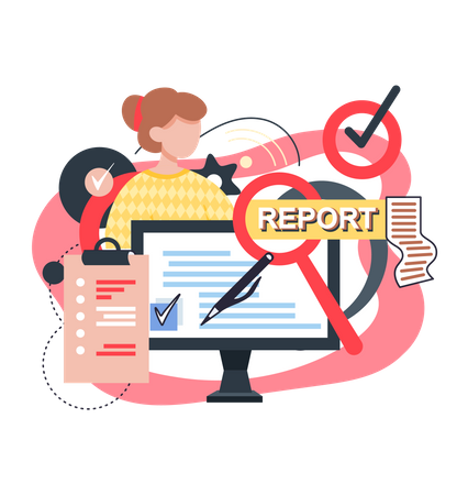 Woman analyze report  Illustration