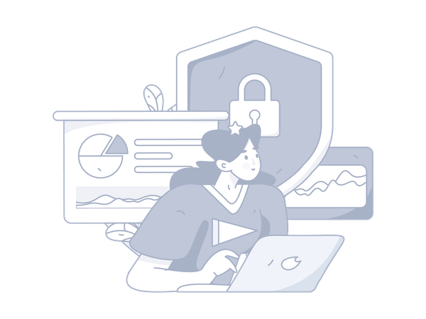 Woman analyze security  Illustration