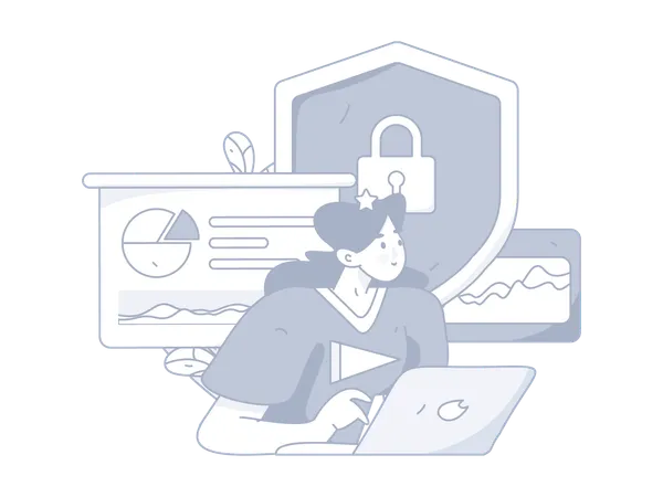 Woman analyze security  Illustration