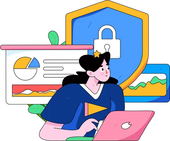 Woman analyze security  Illustration