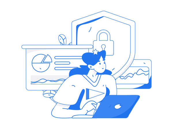 Woman analyze security  Illustration