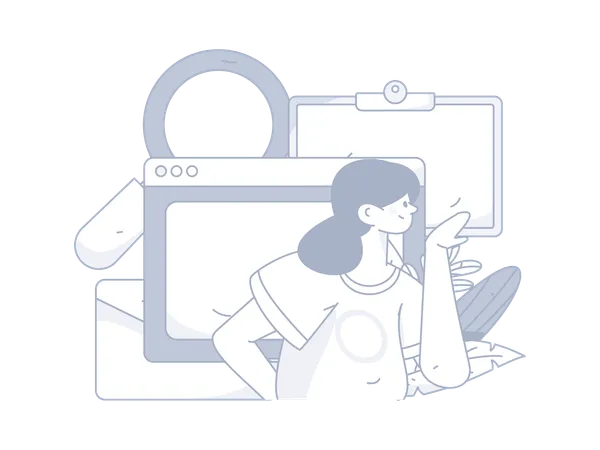 Woman analyze webpage  Illustration