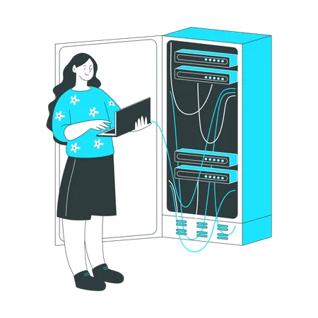 Woman analyzes the server's performance  Illustration