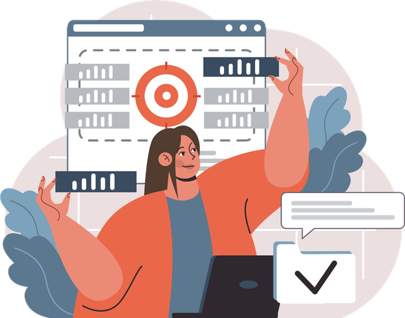 Woman analyzing Business target  Illustration