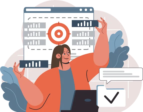 Woman analyzing Business target  Illustration