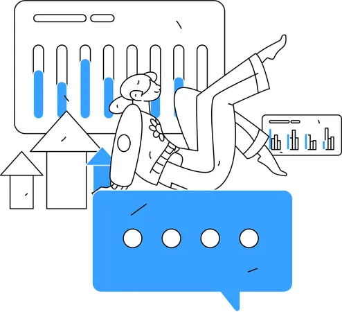 Woman analyzing data  Illustration