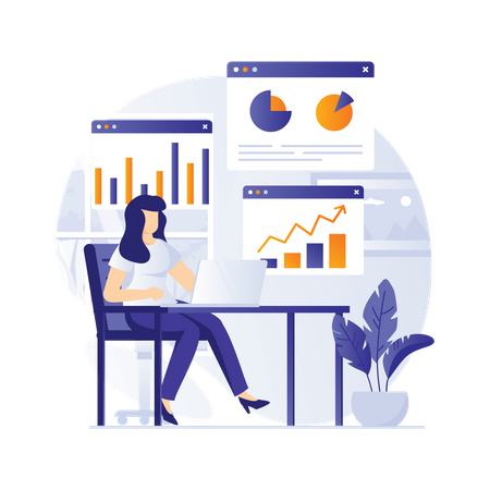 Woman analyzing data  Illustration