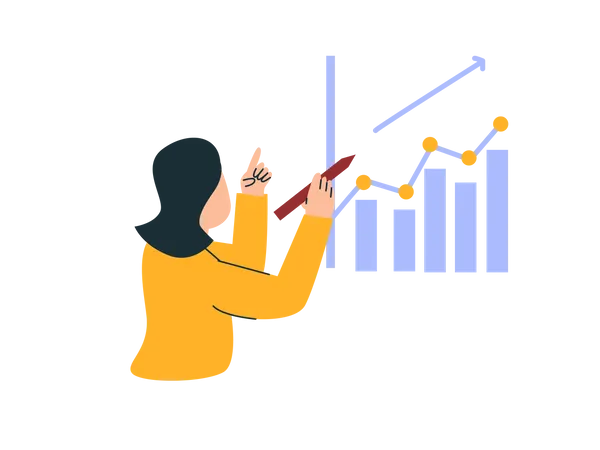 Woman analyzing finance growth  Illustration