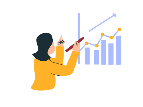 Woman analyzing finance growth  Illustration