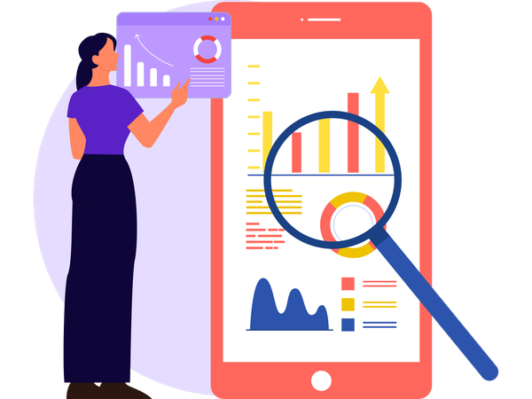 Woman Analyzing Financial Data  Illustration