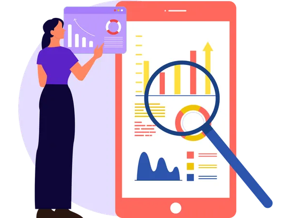 Woman Analyzing Financial Data  Illustration