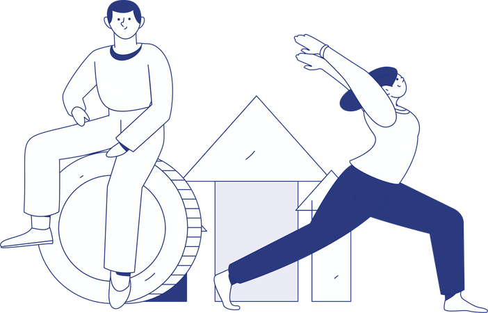 Woman analyzing financial security planning  Illustration