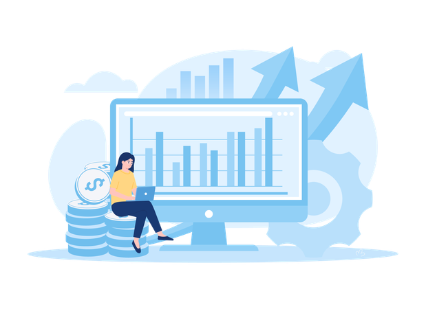 Woman analyzing growth chart  Illustration