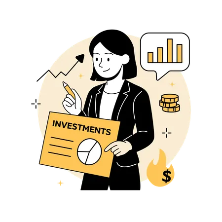 Woman Analyzing Investment Portfolio  Illustration