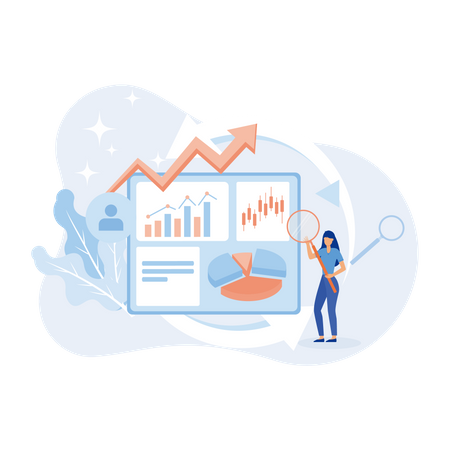 Woman analyzing market trends  Illustration