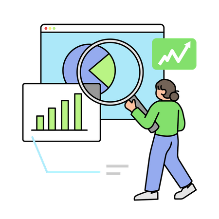 Woman analyzing marketing plan  Illustration