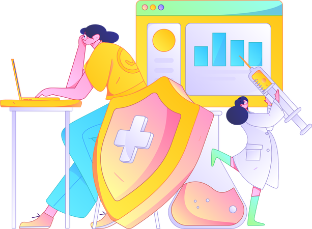 Woman analyzing medical insurance  Illustration