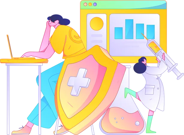 Woman analyzing medical insurance  Illustration