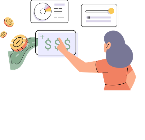 Woman analyzing personal or corporate budget  Illustration