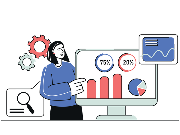 Woman Analyzing Seo Data  Illustration