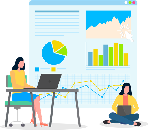 Woman Analyzing Statistics  Illustration