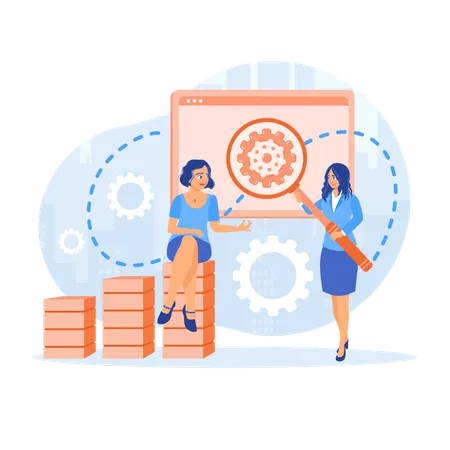 Woman and colleague analyzing sales data  Illustration