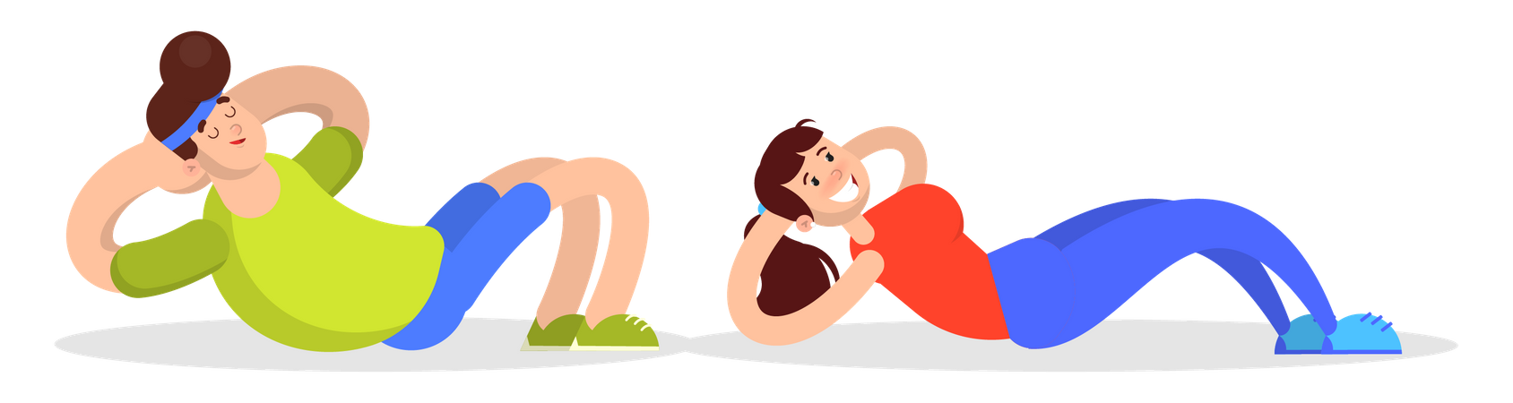 Woman and man doing abs exercise  Illustration