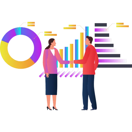 Woman and man doing business deal  Illustration