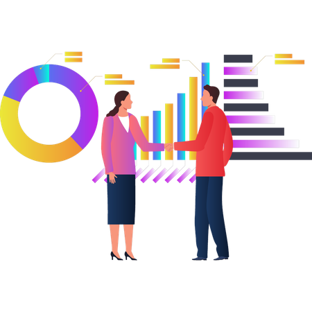 Woman and man doing business deal  Illustration