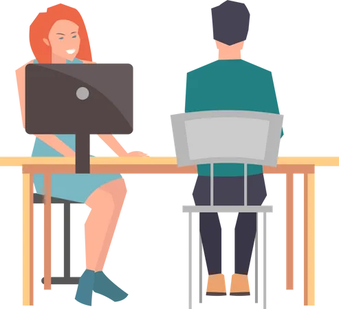 Woman and man doing business plan  Illustration
