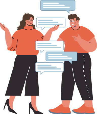 Woman and man doing business talk  Illustration