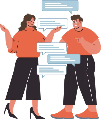 Woman and man doing business talk  Illustration