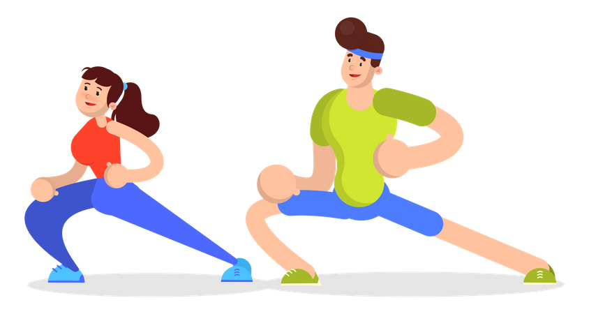 Woman and man doing stretching  Illustration