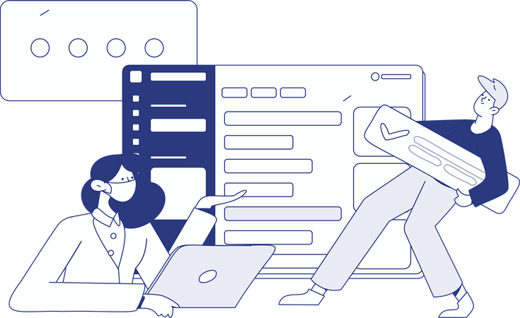 Woman and man doing task coordination  Illustration