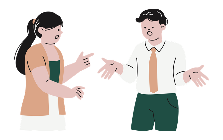 Woman and man doing Workplace Conflict  Illustration