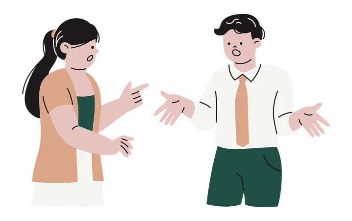 Woman and man doing Workplace Conflict  Illustration