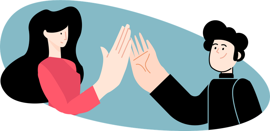 Woman and man giving highfive  Illustration