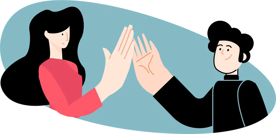 Woman and man giving highfive  Illustration