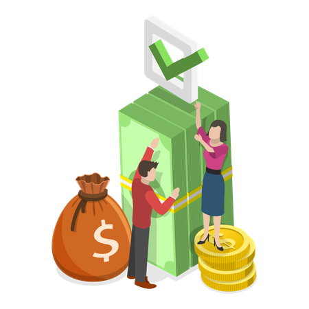 Woman and man having Payment Options  Illustration