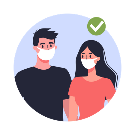 Woman and man in facial mask Illustration