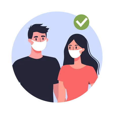 Woman and man in facial mask Illustration