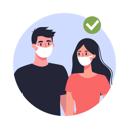 Woman and man in facial mask  Illustration