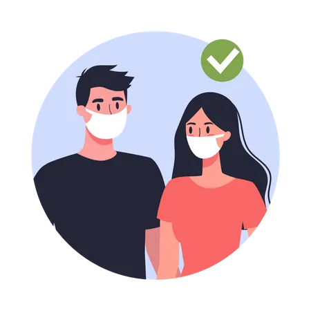 Woman and man in facial mask  Illustration