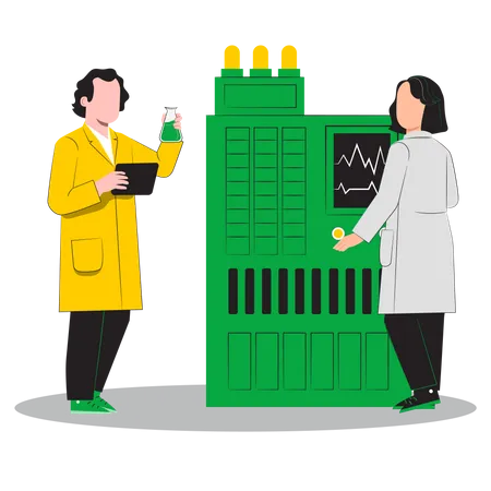 Woman and man scientist doing experiment  Illustration