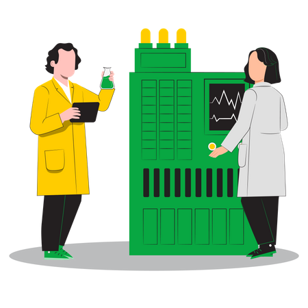 Woman and man scientist doing experiment  Illustration